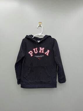 Puma Kids Black Logo Hoodie Youth Size 5 Pullover Sweatshirt